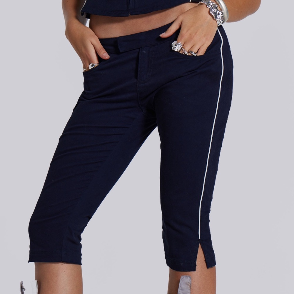 Jaded London Racer Capri Trousers: Navy